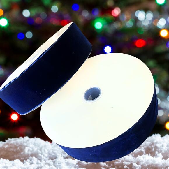 Lot of 3 Royal Blue Velvet Ribbon 2" Wide x 25 Yards Each Spool -Holiday Decor - Picture 5 of 8
